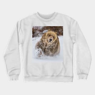 Grizzly Bear Running through Snow Crewneck Sweatshirt